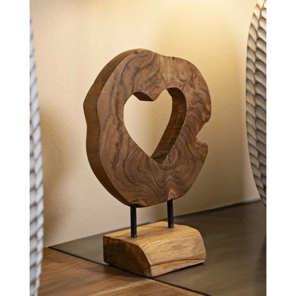 Scultura Cuore 8, Marrone, Legno, 20x10x28 cm