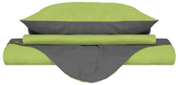 Copripiumino Singolo con Sacco e Federe Doubleface in Cotone Verde Acido/Fumo