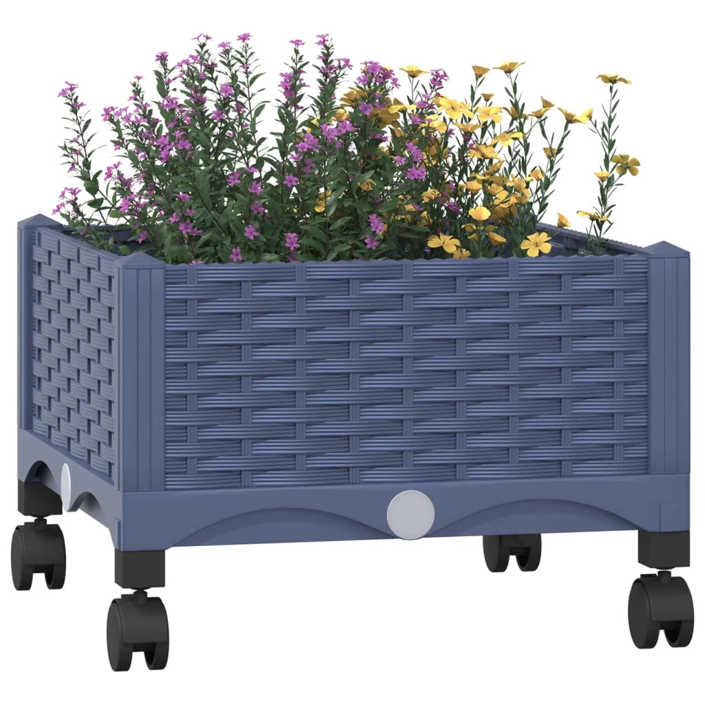 Vaso da Giardino con Ruote Blu Grigio 40 x 40 x 33 cm PP 3422906