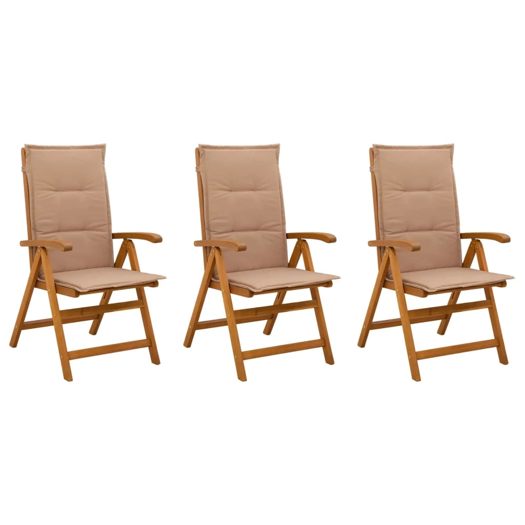 Sedie da giardino reclinabili 3 pz Naturale 42041436