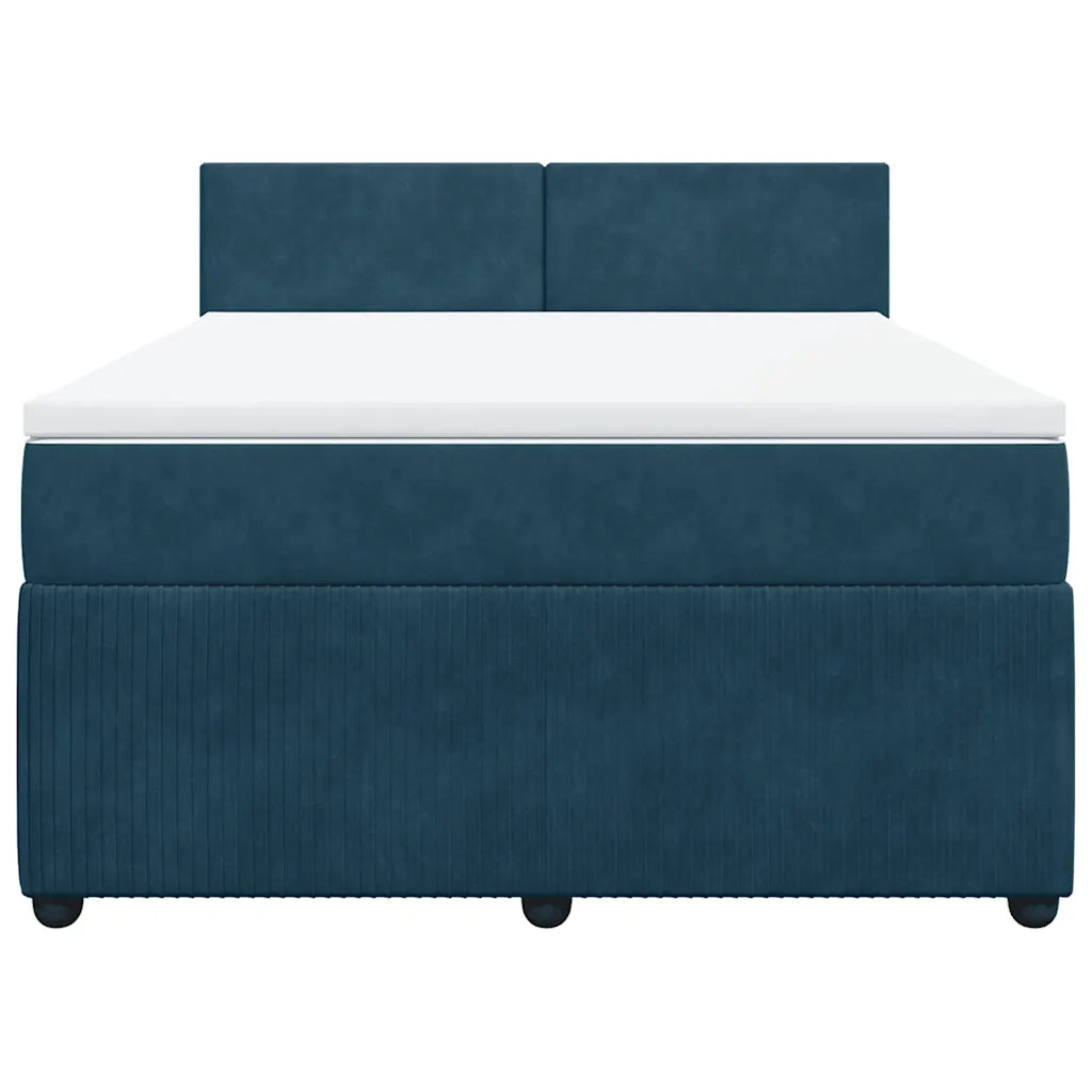 Giroletto a Molle con Materasso Blu 140x190 cm in Velluto