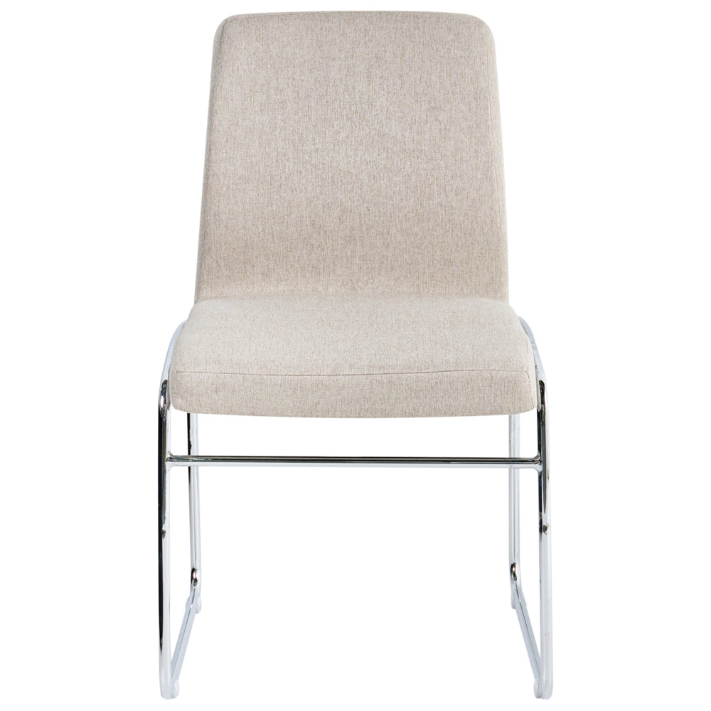 Set di 2 sedie da pranzo imbottite con braccioli, rivestimento beige, base in metallo design moderno