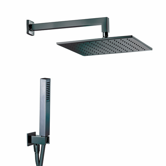 Kit doccia quadrato in ottone, completo nero opaco