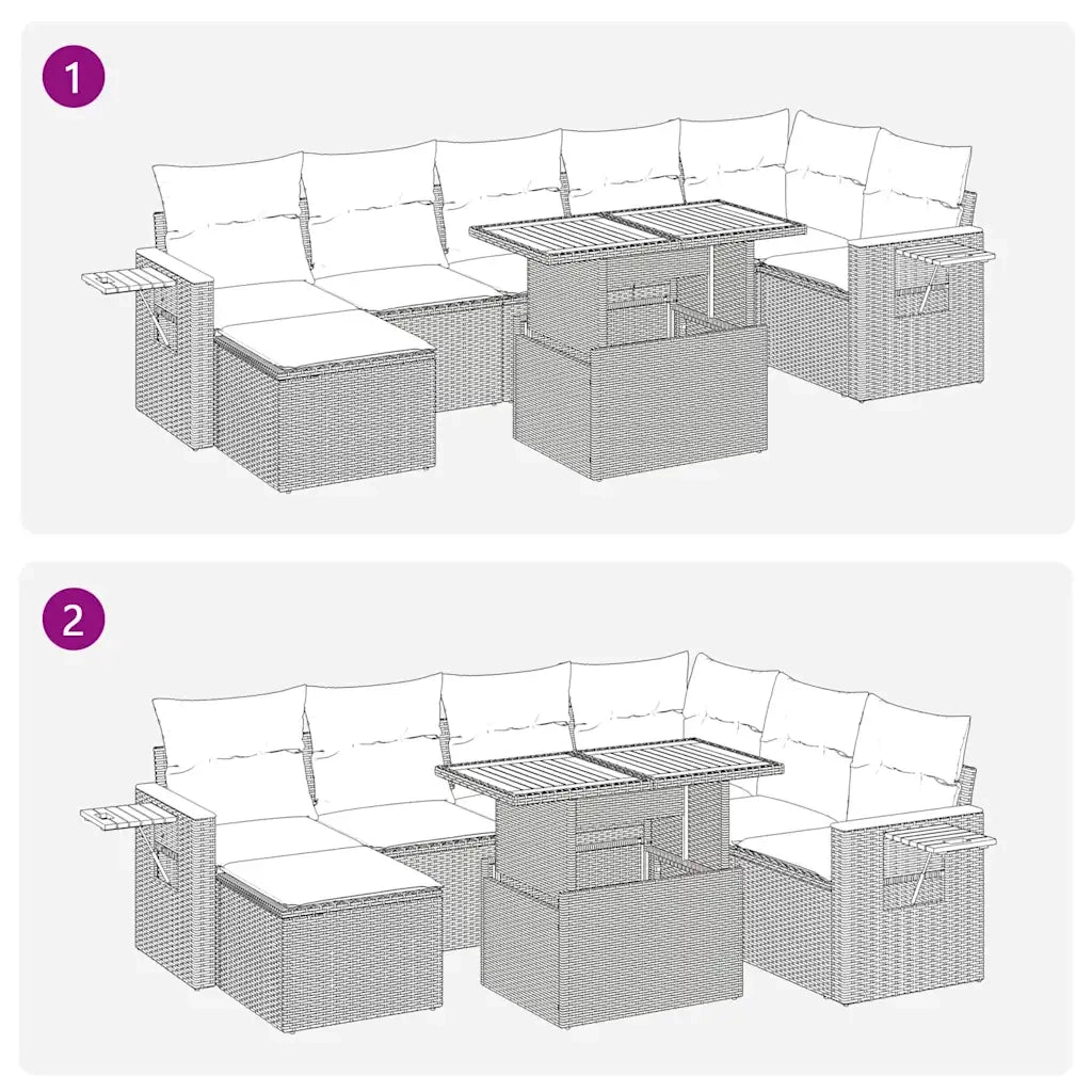 Set Divani da Giardino con Cuscini 8 pz Nero Polyrattan Acacia