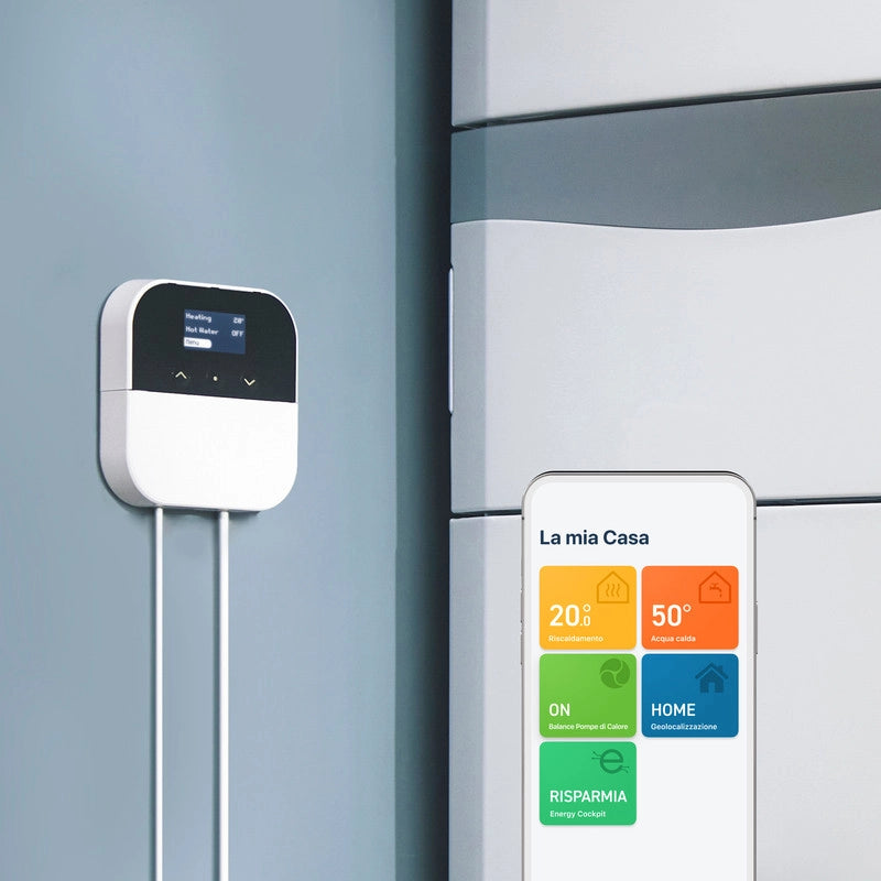 Tado ottimizzatore per poma di calore X. controllo tramite app. Assistenti vocali Google e Alexa. statistiche consumi
