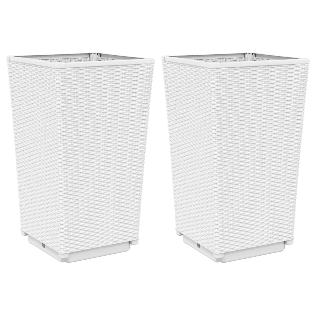 Fioriera rialzata per piante fiori giardino patio set da 2 32,5 x 32,5 x 57 cm polipropilene bianco 02_0038935