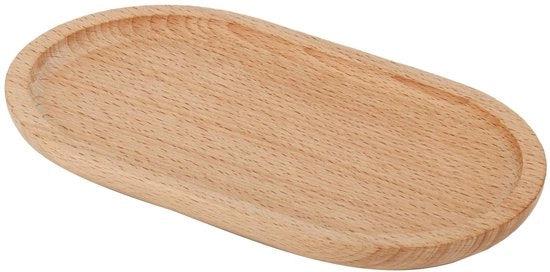 Piatto da Servire Decorativo in Legno Ovale - 20 x 11,8 cm - Piatto Antiscivolo con Base - Organizzatore da Cucina - 20 x 11,8 cm - Piatto da Servire con Base Antiscivolo
