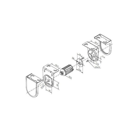 KIT SUPPORTI BIANCHI CON FLANGE INTERASSE 55MM PER MOTORI Ø35MM NICE 525.40001