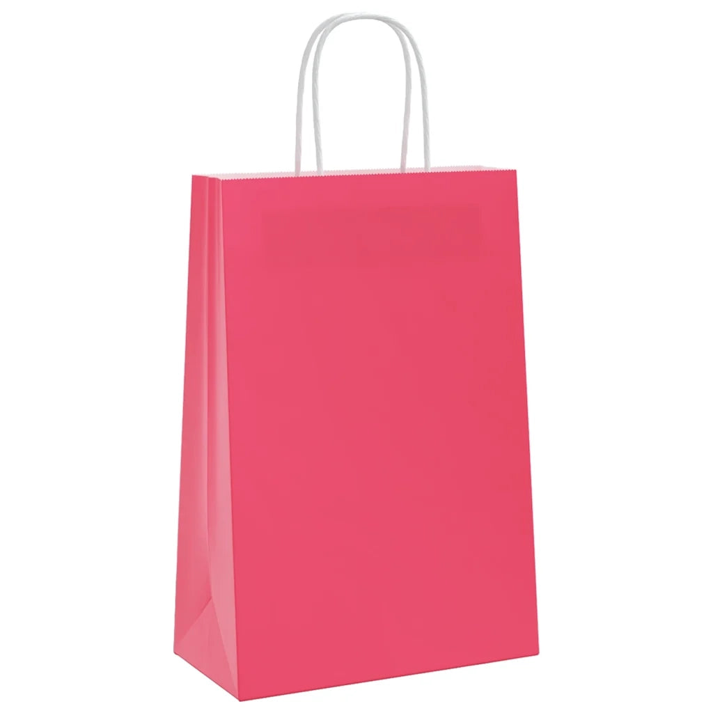 vidaXL Sacchetti di Carta 250 pz con Manici Rosa 21x11x31 cm