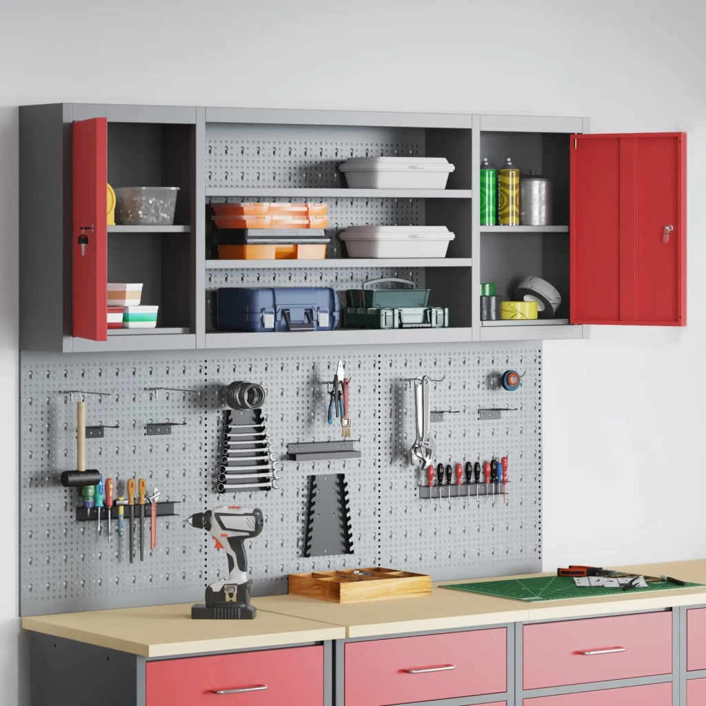 Set di armadi per attrezzi con lo scaffale 4 pcs Rosso 3321407