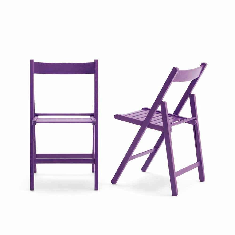 Sedia pieghevole salvaspazio in legno di faggio viola casa pub mare da giardino