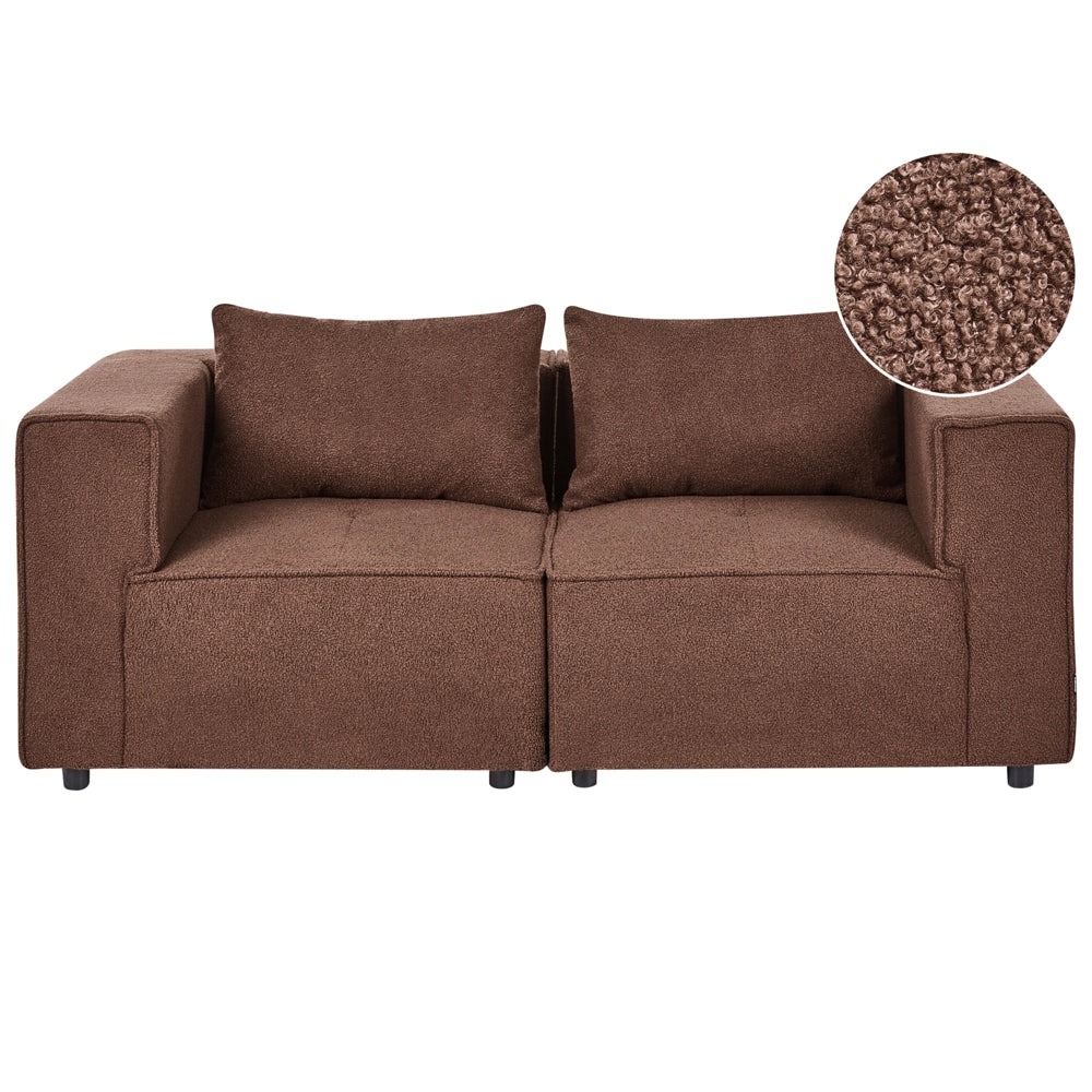 Divano modulare a 2 posti Divano componibile in bouclé marrone in due sezioni Stile moderno e minimalista
