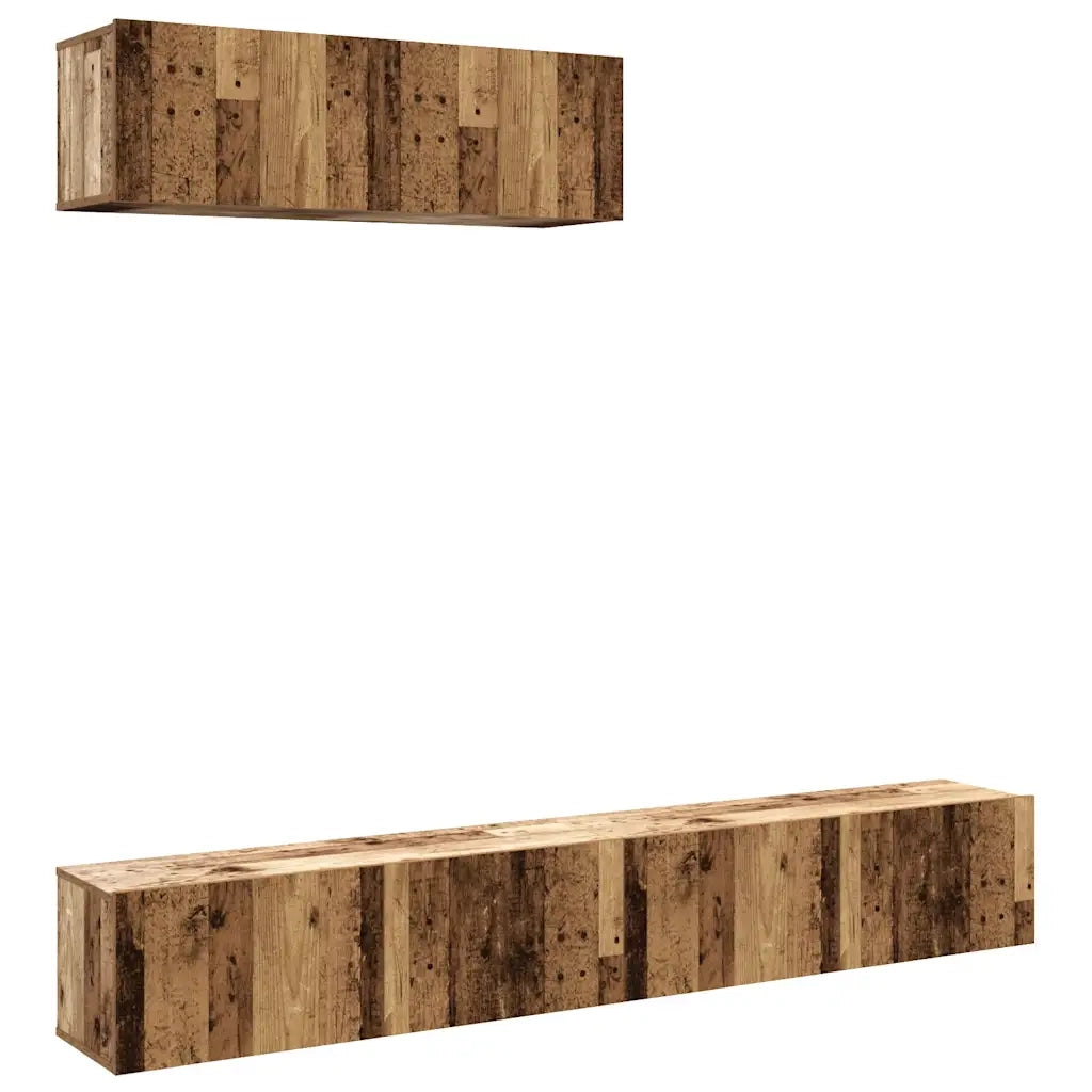 Mobili TV a Parete 3 pz Legno Antico 100x30x30 cm in Truciolato 3329007
