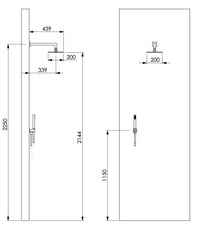 Kit doccia quadrato in ottone, completo nero opaco