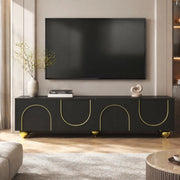 Mobile TV ULEVR 170x38x44 cm con 4 ante push-to-open e ripiani, nero e oro