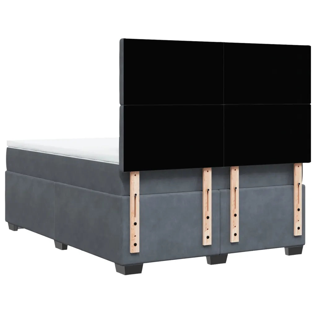 Giroletto a Molle con Materasso Grigio Scuro 160x200 cm Velluto