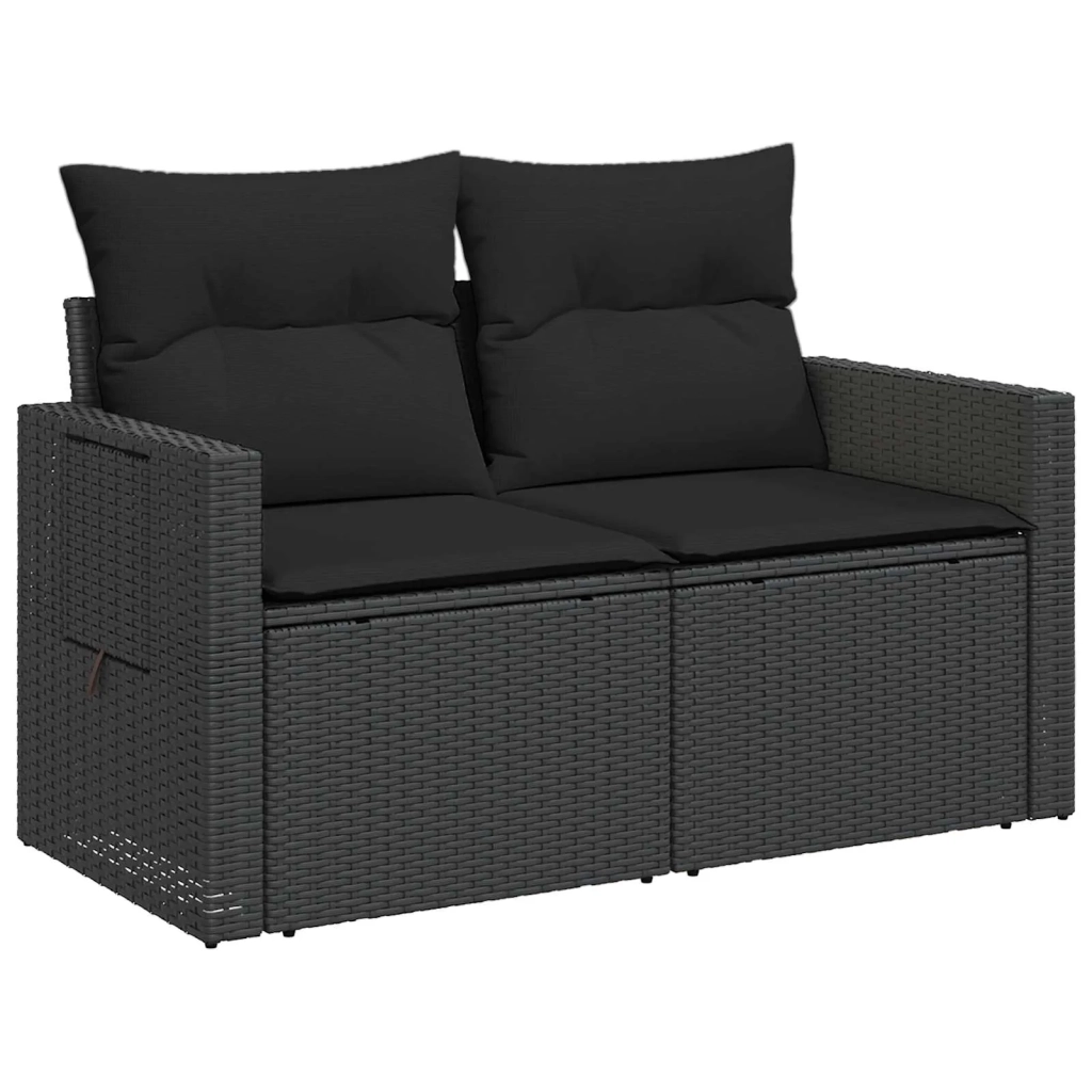 Set di divani 6 pz Nero Rattan sintetico e Acciaio 3447451