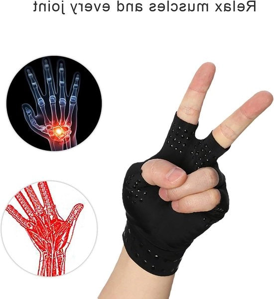 Manopole compressive per artrosi - alleviano il dolore reumatoidi - anti-oedeema - magnetici - 2 colori (nero)