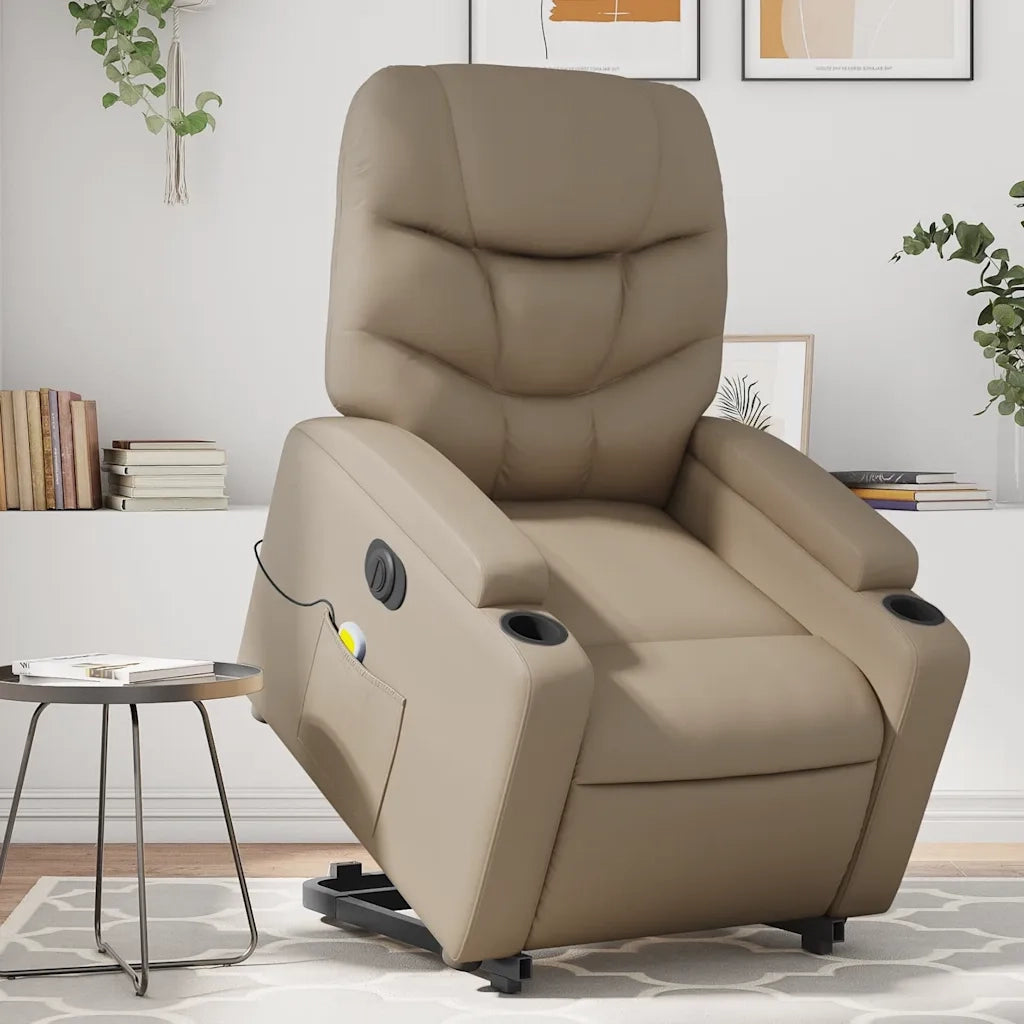 Poltrona Alzapersona Massaggio Elettrica Cappuccino Similpelle 3204685