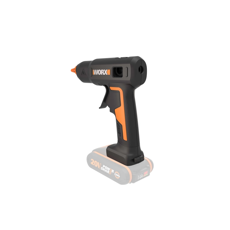 Pistola per colla a caldo WX045.9 20 Volt per stick 11 millimetri corpo macchina per incollaggi rapidi - Worx