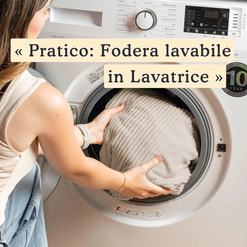 Pouf Poltrona a Sacco - Imbottitura in Schiuma, Molto Confortevole - Tessuto Morbido, Velluto a Coste - Fodera Lavabile - Pouf Divano Gigante (180 x 140 cm, Beige)
