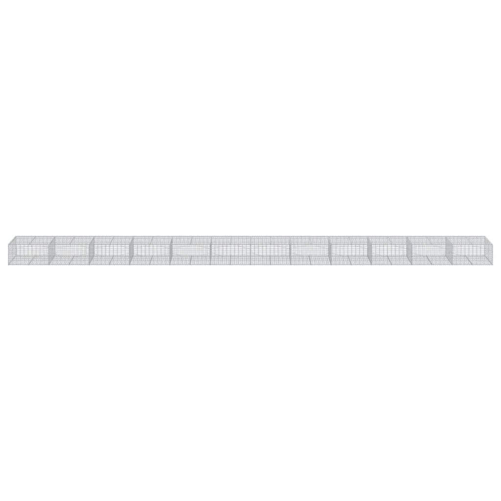 Gabbione recinto a gabbia muro di contenimento con coperchio 1200 x 100 x 50 cm ferro zincato argento 02_0040133