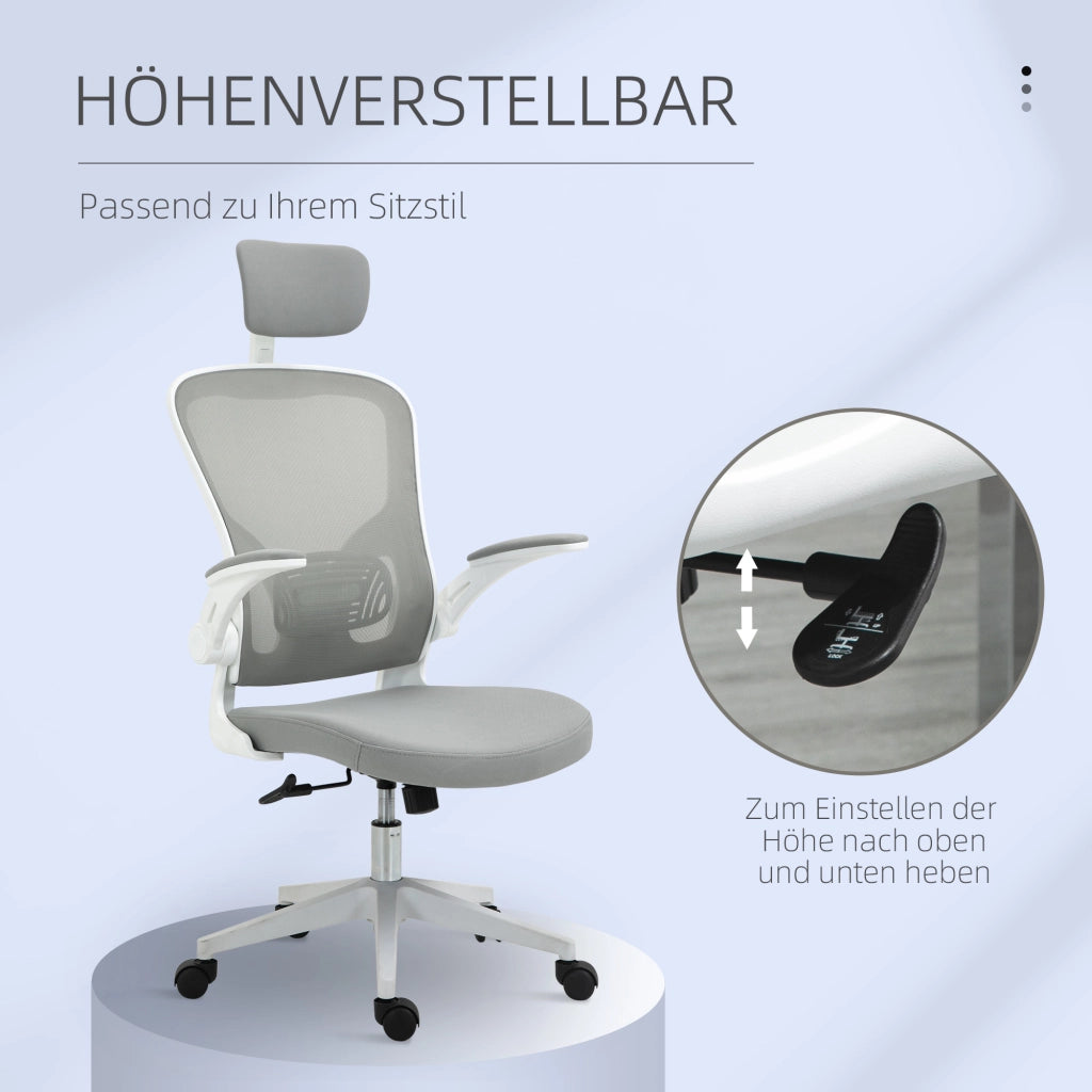 Sedia da ufficio ergonomica con schienale alto e supporto lombare ¨C Minimal ¨C Grigio 65x64x114-122 cm