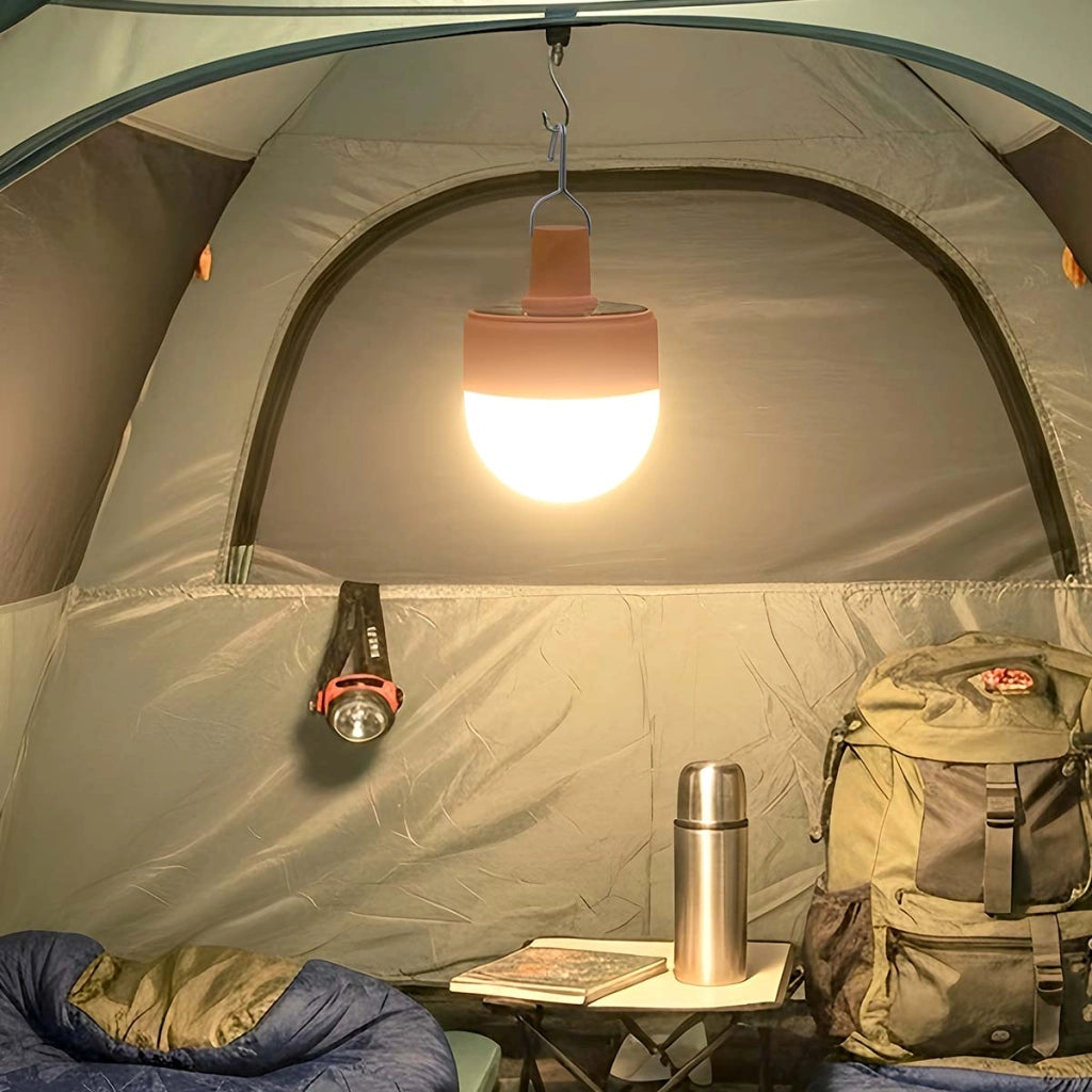 Lampadina Solare Ricaricabile 10W con Gancio e 5 Modalità LED 1200 mAh Arancione Avizar