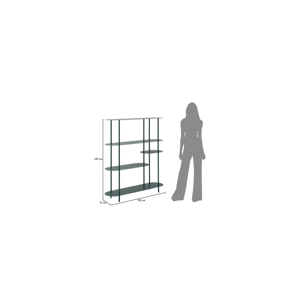 Biblioteca Gana, Libreria 5 Ripiani, 11x40x132h cm Verde Ottanio