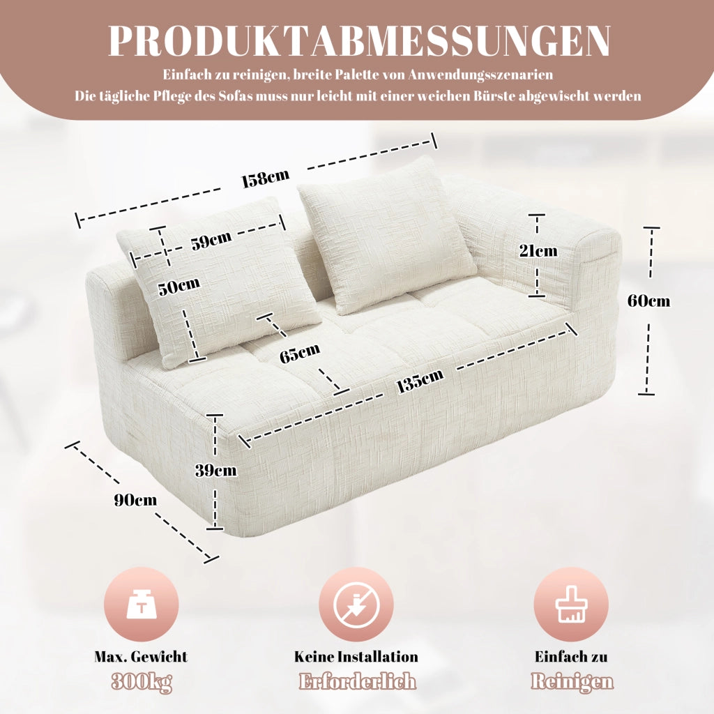 DIVANO Chaise Lounge 158x90x60 cm in Chenille Beige