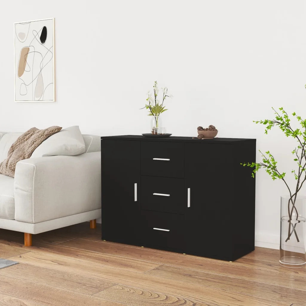 Credenza | Madia | Buffet da pranzo | Armadio da pranzo Nera 91x29,5x65 cm in Legno Multistrato