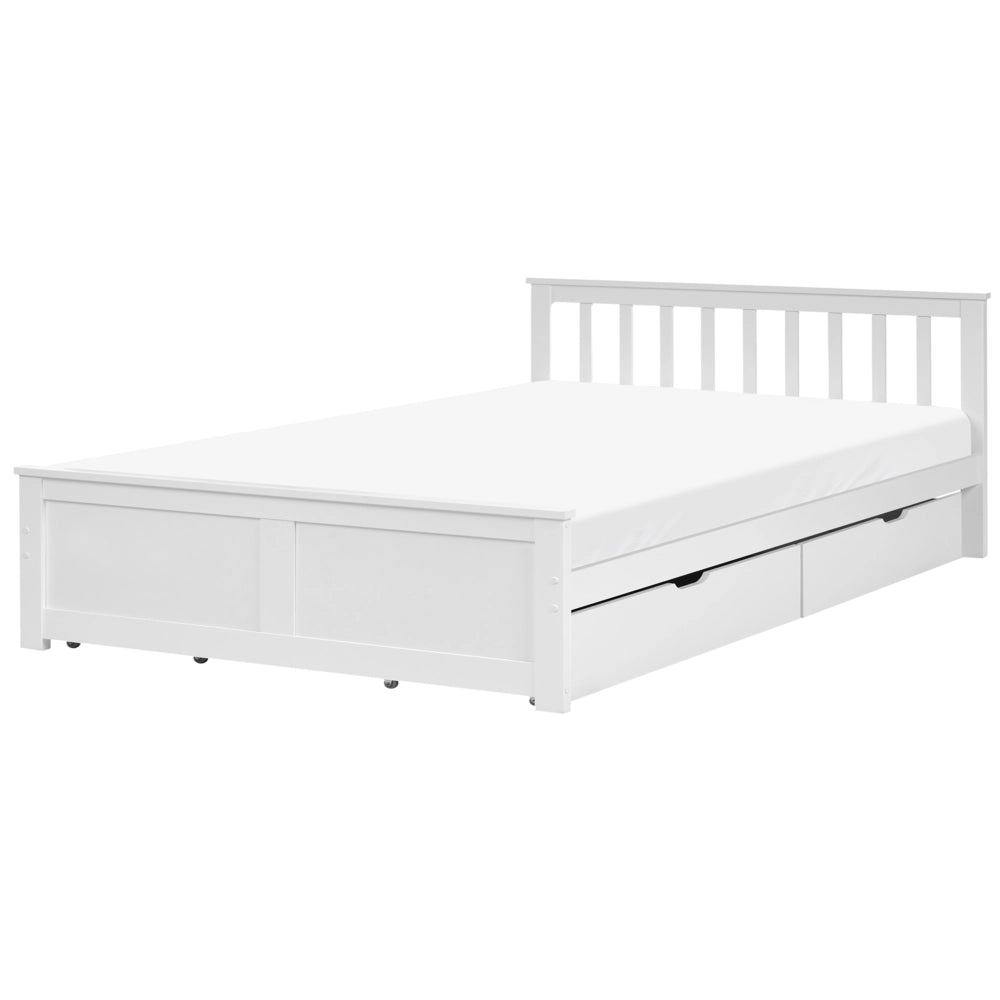 Letto con rete bianca in MDF di pino, con 4 cassetti, testiera minimalista, 120 x 200 cm