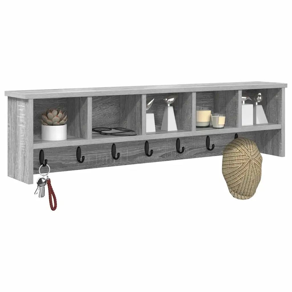 vidaXL Appendiabiti a muro Grigio sonoma 100 x 16 x 26 cm