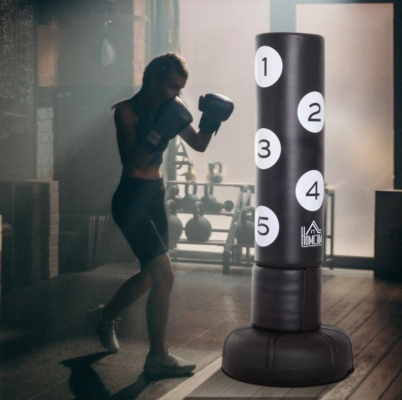 Sacco da boxe autoportante con base in plastica, 176 cm, nero