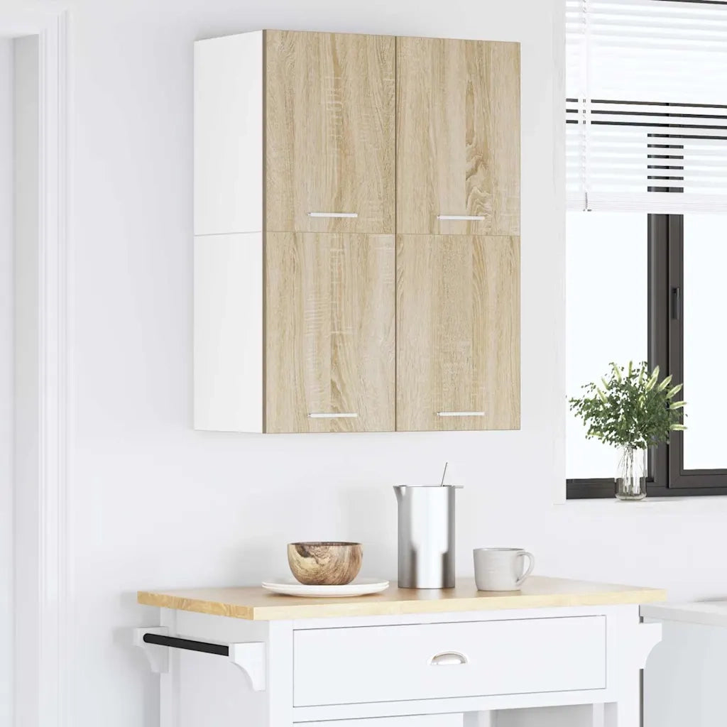 Armadio pensile 2 pcs Quercia Sonoma e Bianca 60 x 31 x 40 cm