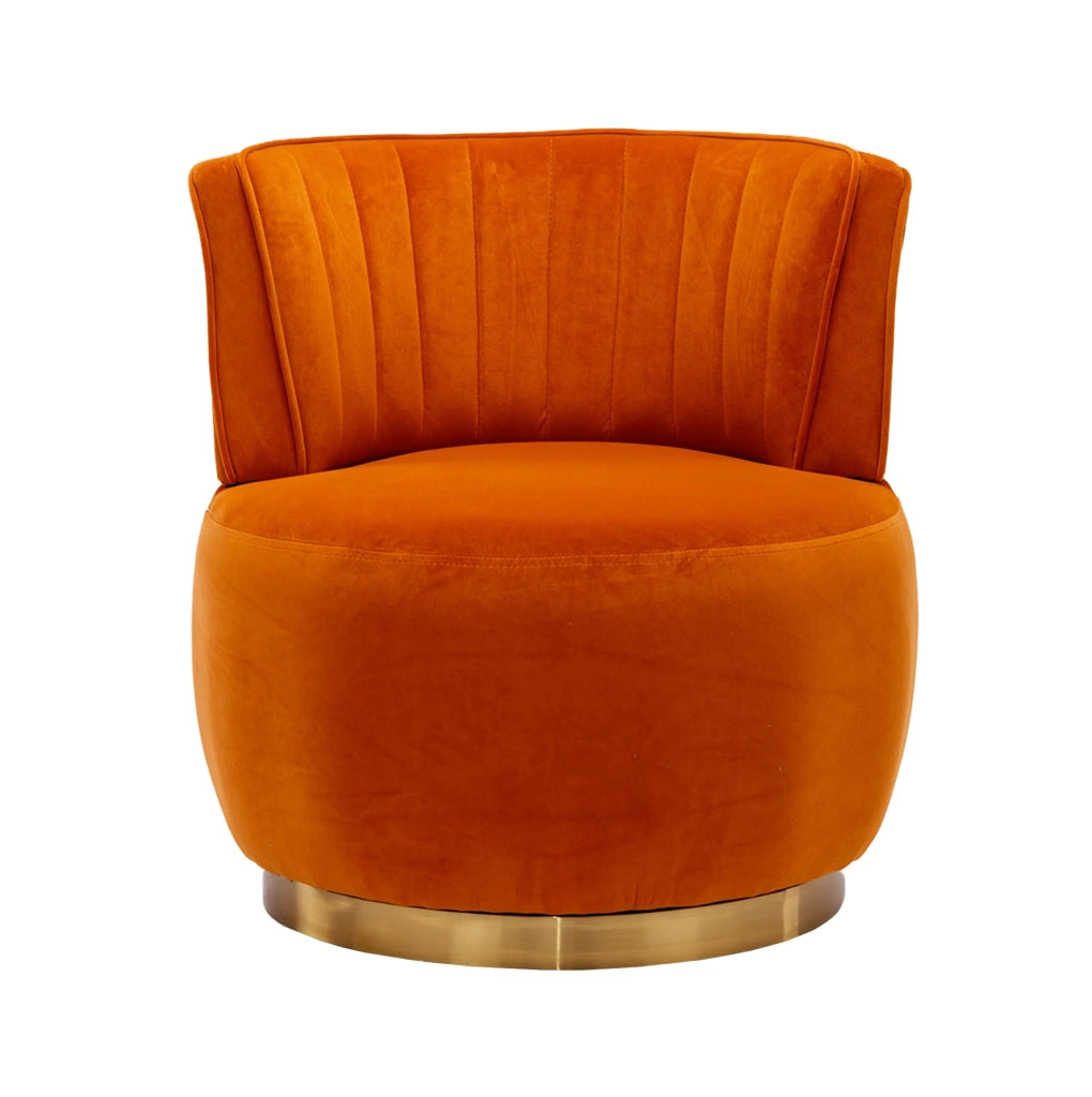 Sedia girevole moderna 360° in velluto arancione; 62;5 x 62 x 69;5 cm