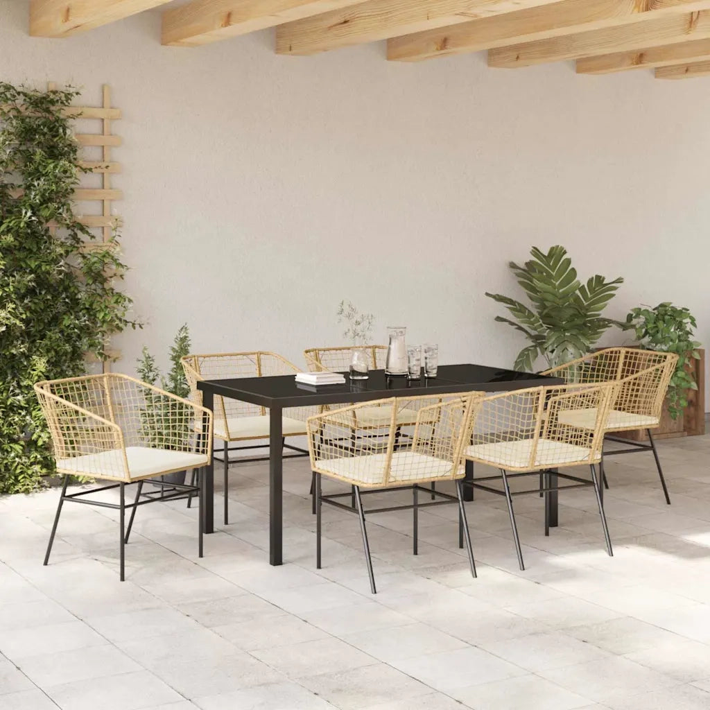 Set da Pranzo per Giardino 7 pcs Marrone polyrattan 3380915