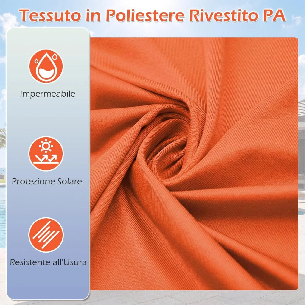 Ombrelloneda Giardino Doppio 400 x 200 cm, Ombrellone Rettangolare con Base, Anti-UV, con Manovella e 12 Stecche, per Giardino Piscina Patio (Arancione)