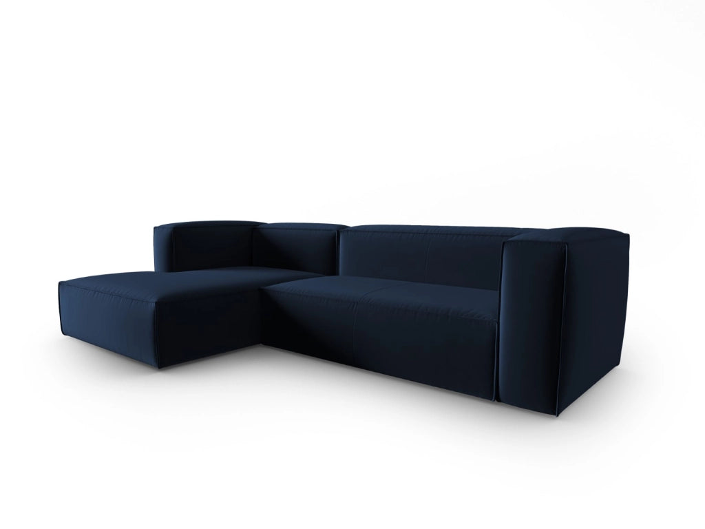 Cosmopolitan Design - Divano angolare sinistro "Mackay" 4 posti in velluto blu reale 