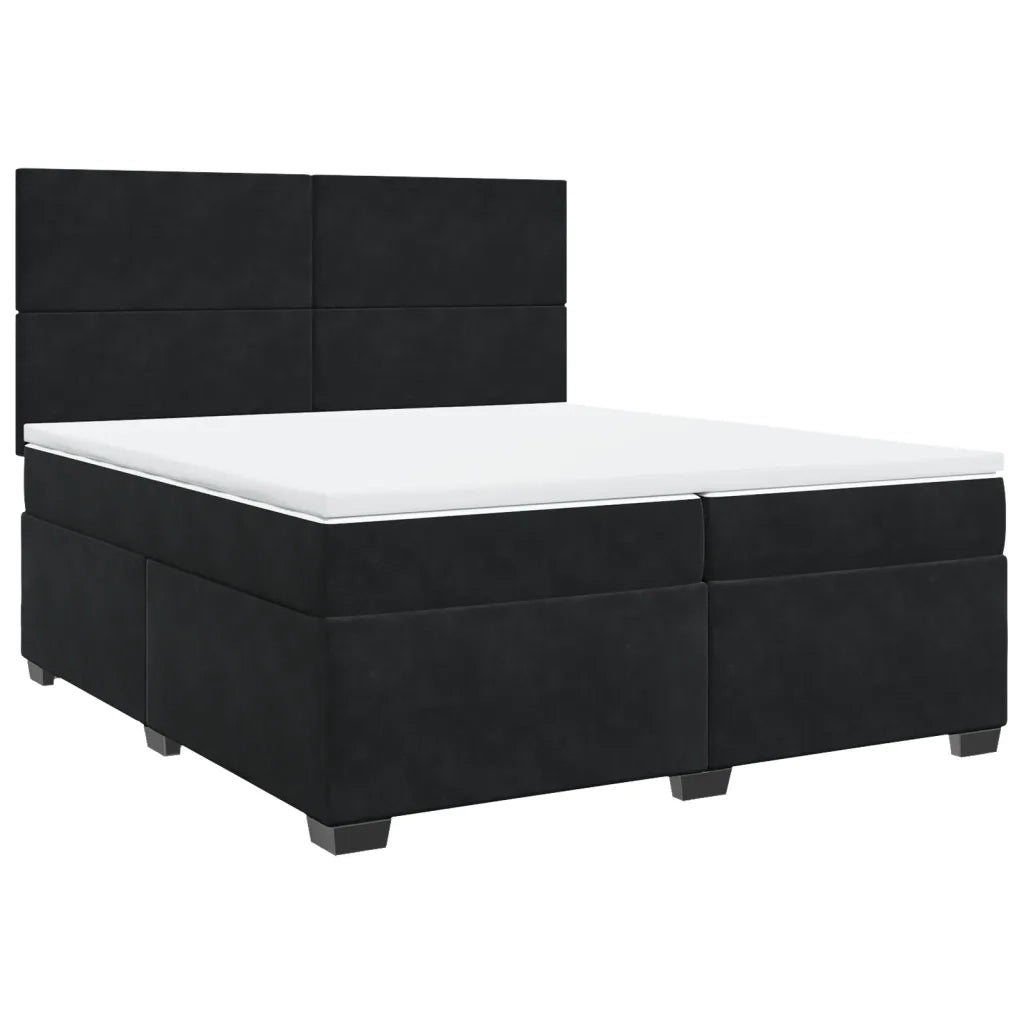 Giroletto a Molle con Materasso Nero 200x200 cm in Velluto