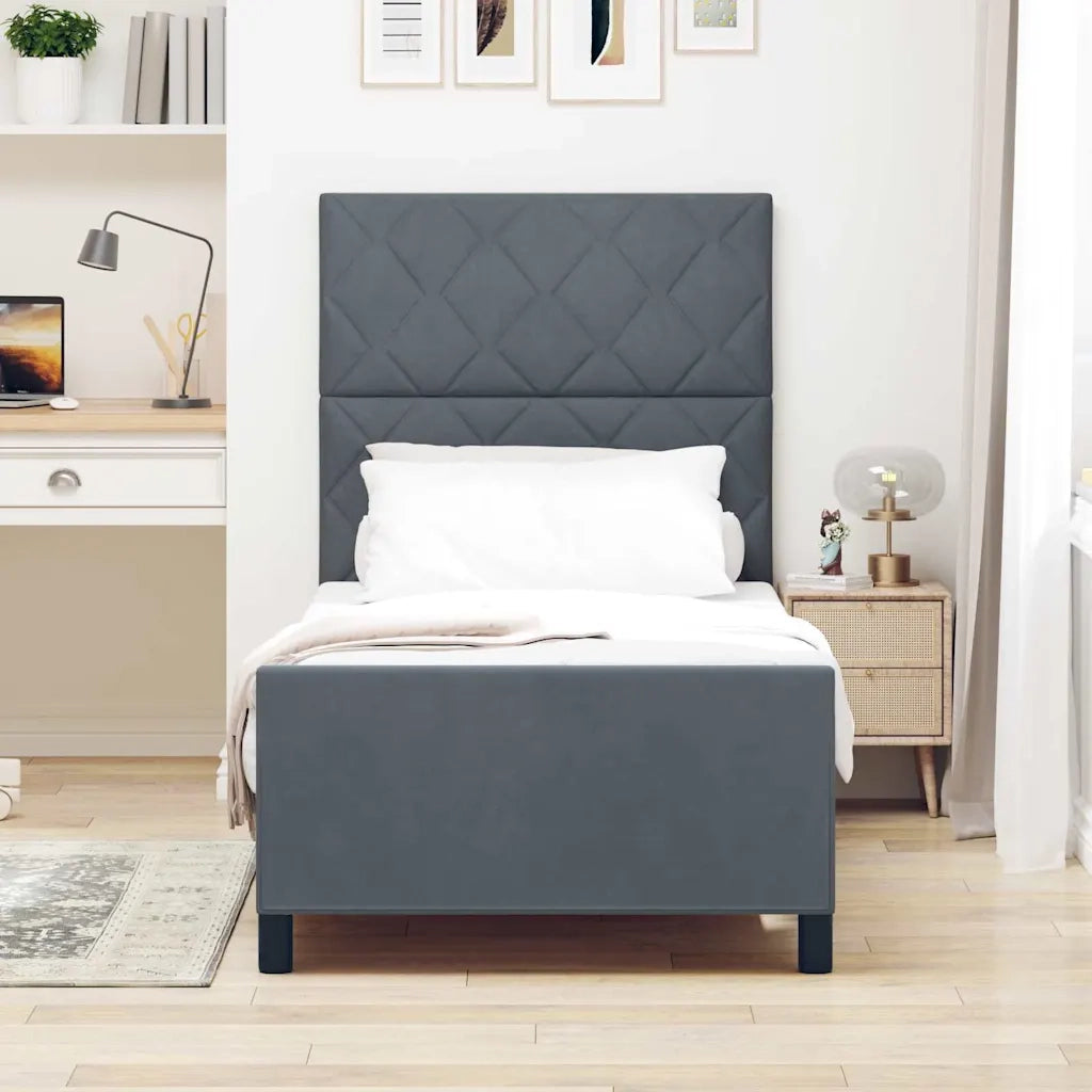 Letto a molle con testiera Grigio scuro 100 x 200 cm Velluto 3344988