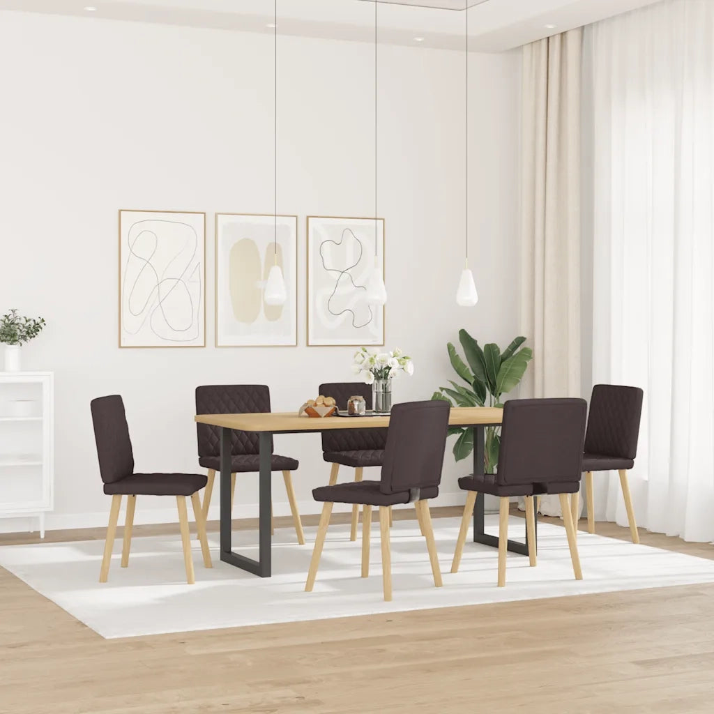 Sedie da Pranzo 6 pz Marrone Scuro in Tessuto 3315495