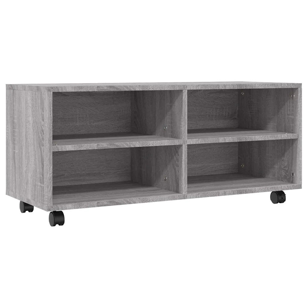 Mobile TV con Ruote Grigio Sonoma 90x35x35cm Legno Multistrato