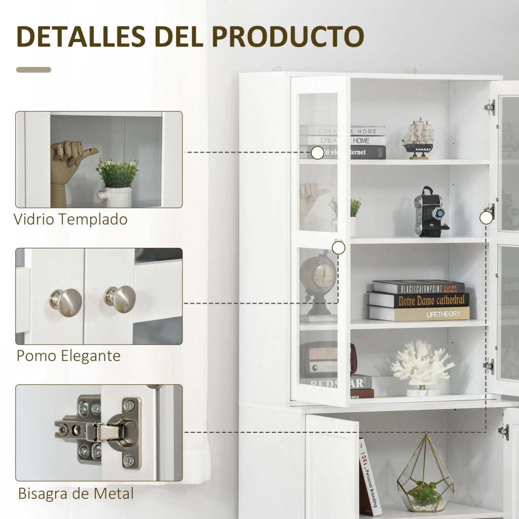 Libreria con 4 Ante e Ripiani Regolabili ¨C Xylo ¨C Bianco 76x40x178,5 cm
