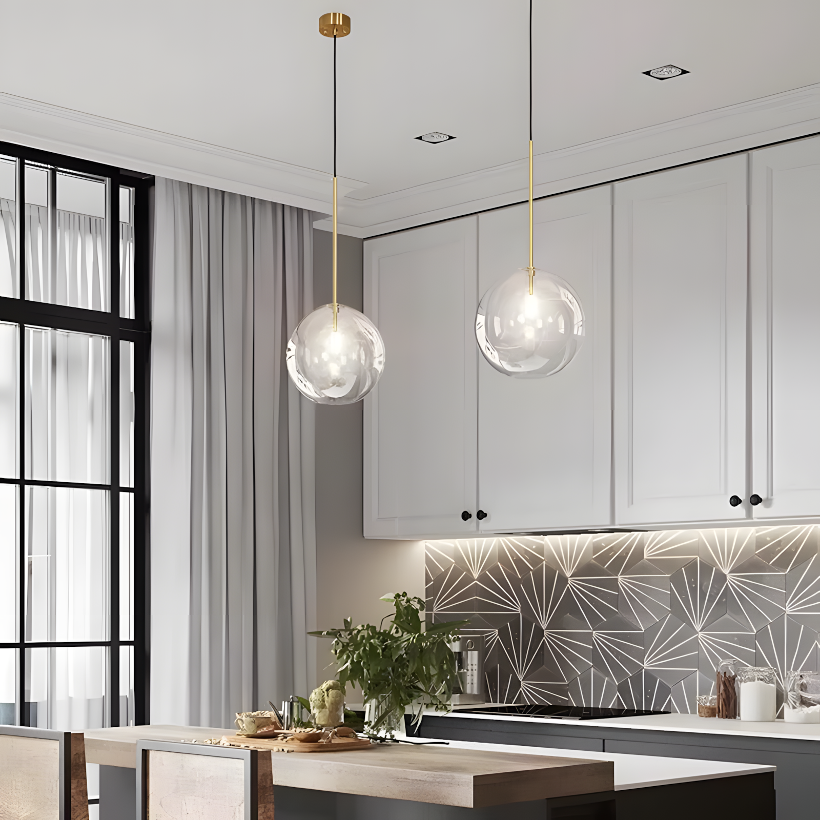 Lampada Da Soffitto A Sospensione Con Sfera Di Vetro 15cm APP1680-1CP