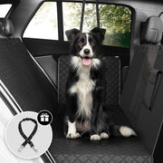 Cuscino per auto, copertura per sedile posteriore + protezione laterale, 2 tasche, borsa di trasporto, cuscino divisibile per cane, impermeabile e lavabile, coperta morbida e anti-slip + apertura cintura, copertura per auto, nera