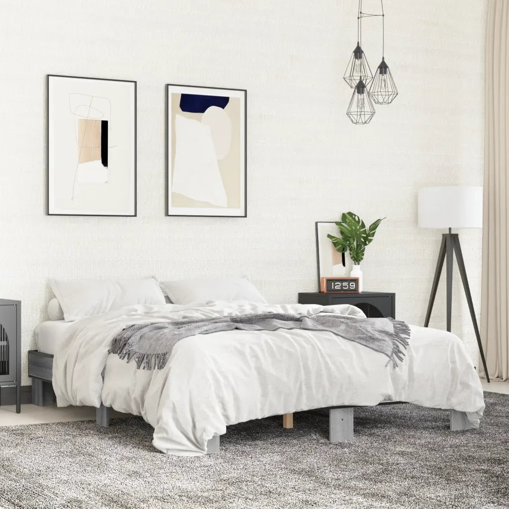 Giroletto-Struttura Letto Grigio Sonoma 150x200 cm in Legno Multistrato Metallo 677864