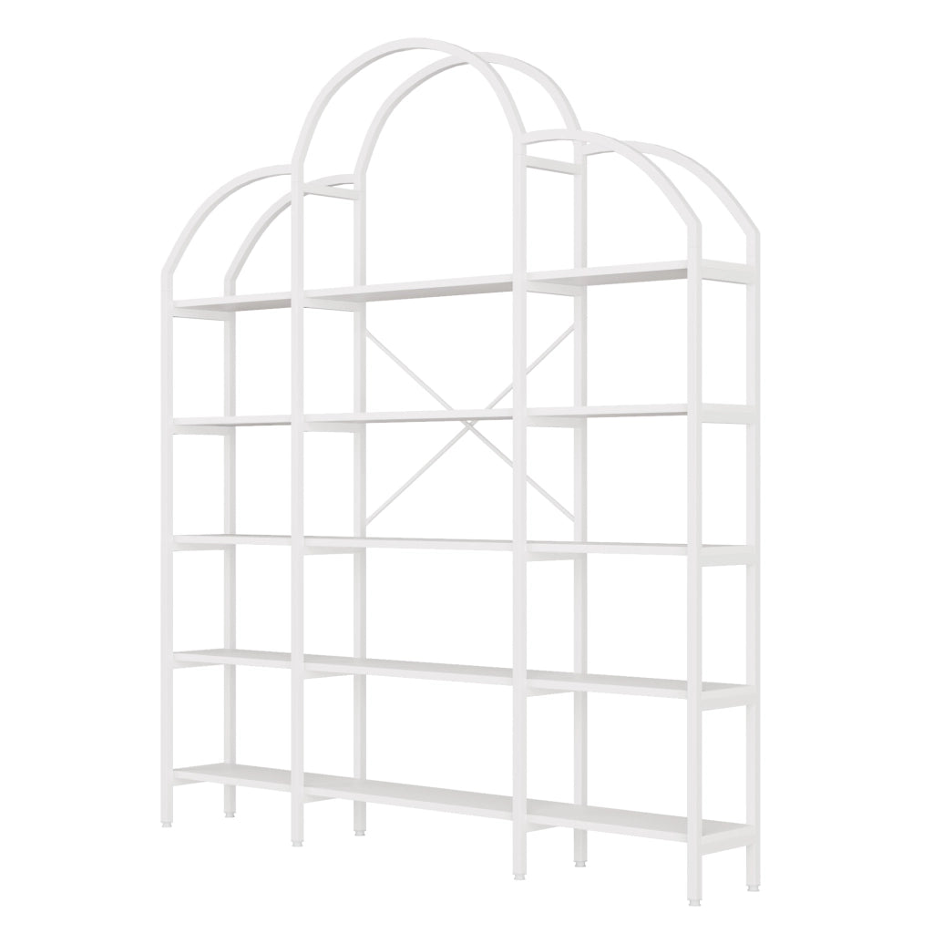 Libreria a 5 ripiani 170 x 26 x 190 cm in MDF e metallo, bianco, stile moderno con decorazione a forma di nuvola
