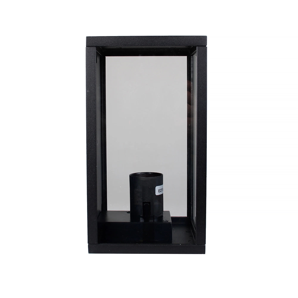 LAMPADA DA PARETE IP44 PER INTERNI ED ESTERNO IN ALLUMINIO NERO CON ATTACCO E27 - IDEALE PER GIARDINI INGRESSI E VERANDE