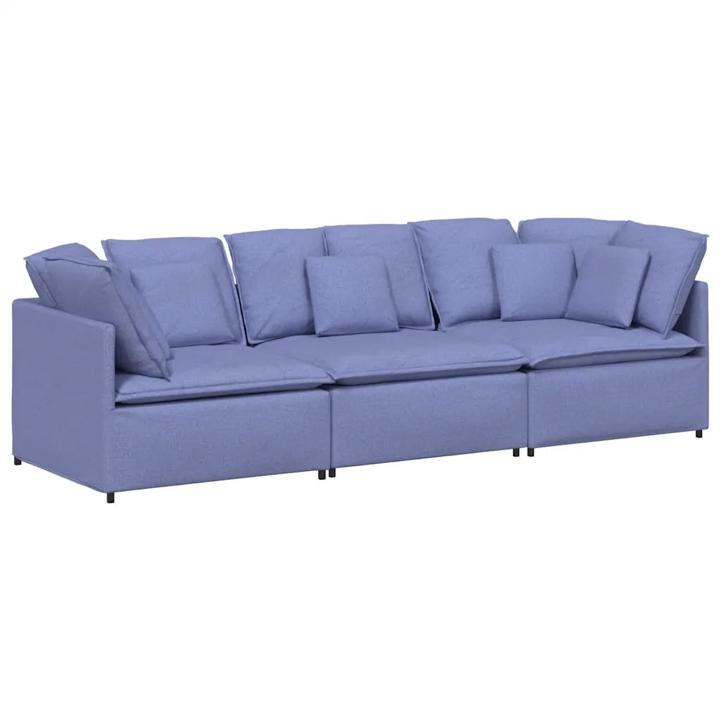 Divano Modulare con Cuscini in Tessuto Jeans Blu 3321277